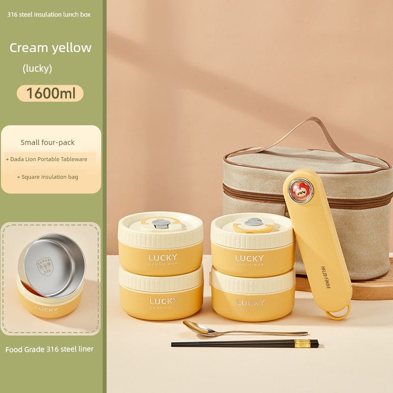 Stainless steel insulated lunch box by Showlu Fashion Store, microwave-safe design for office workers.