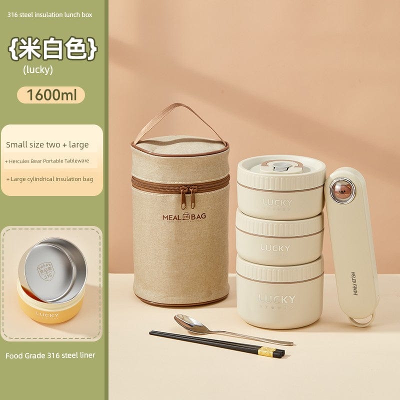 Showlu Fashion Store Worthbuy stainless steel insulated lunch box for office use, microwave safe, with a sleek design and secure lid.