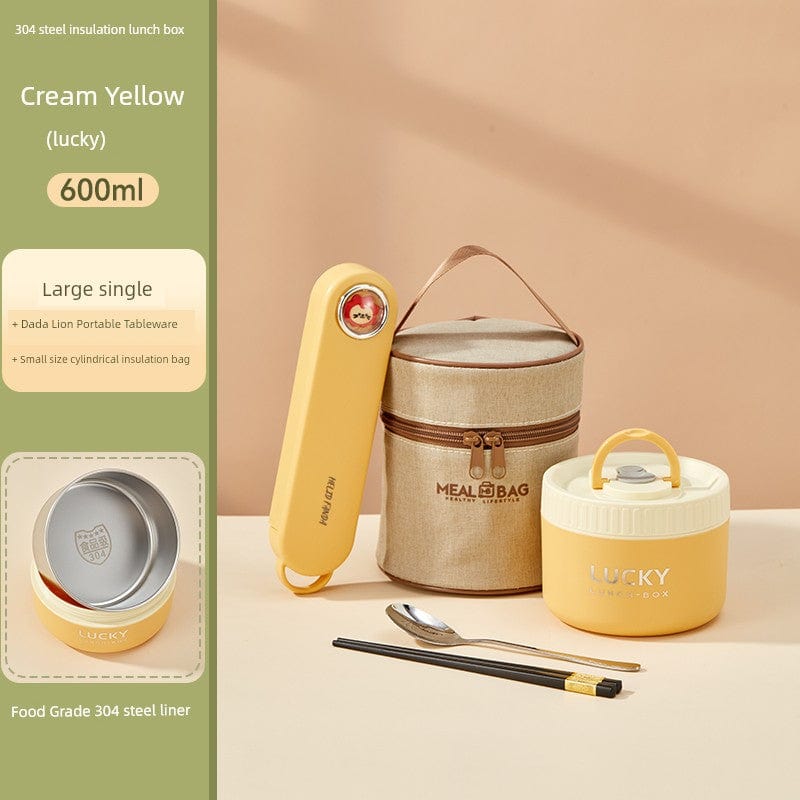 Showlu Fashion Store Worthbuy 316 stainless steel insulated lunch box, microwave safe for office workers, with secure lid and compact design.