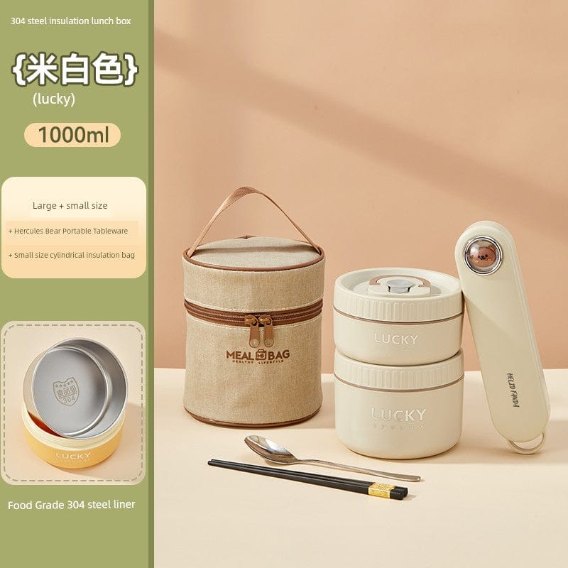 Showlu Fashion Store Worthbuy stainless steel insulated lunch box, microwave safe, ideal for office workers, durable and leak-proof.