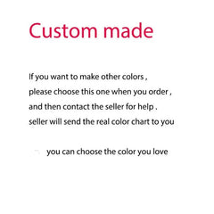 A text graphic explaining that custom colors are available by contacting the seller.