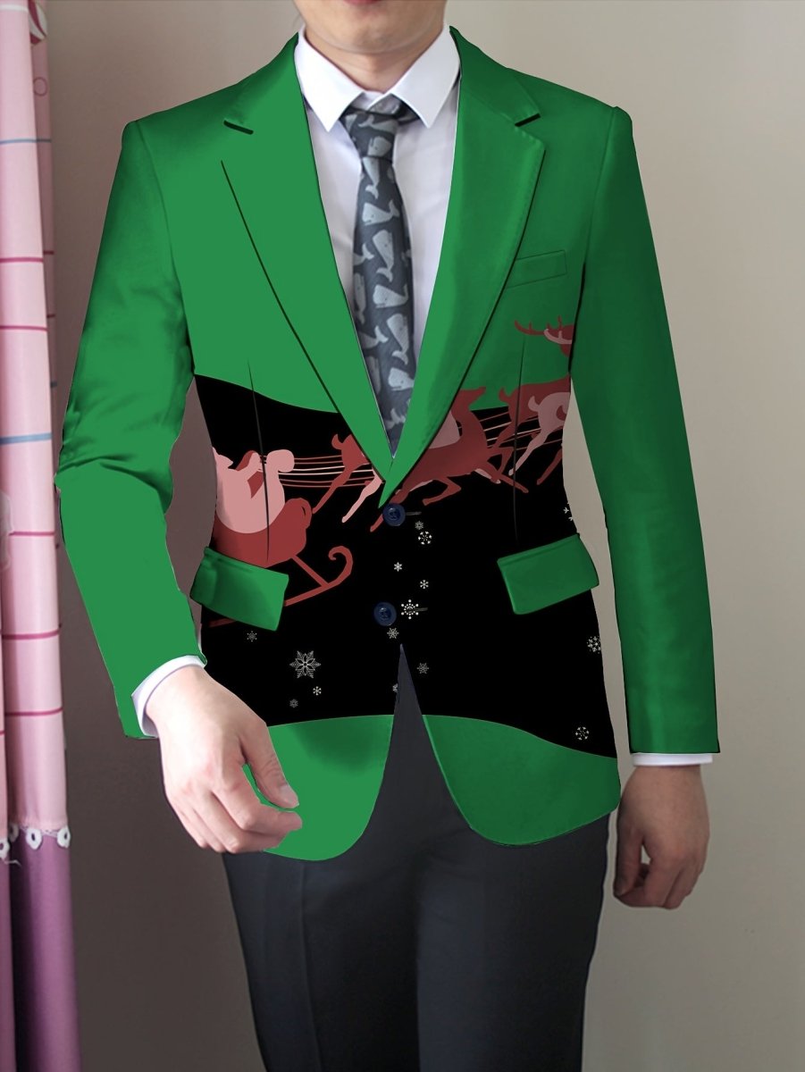 SHOWLU FASHION men's slim-fit blazer with cartoon print, long sleeves, button details, suitable for casual or formal wear