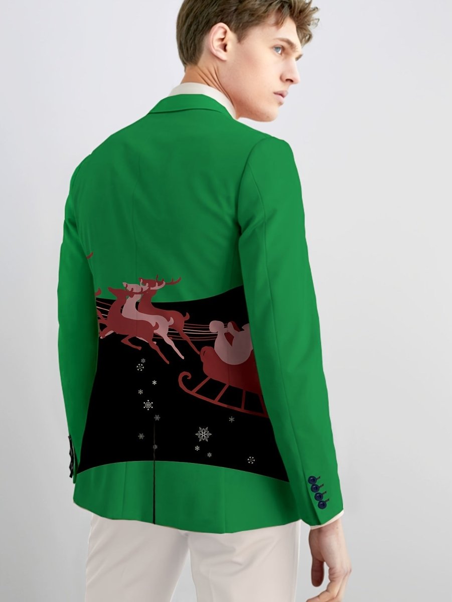 SHOWLU FASHION men's slim-fit blazer with colorful cartoon print, long sleeves, button details, suitable for casual or formal wear