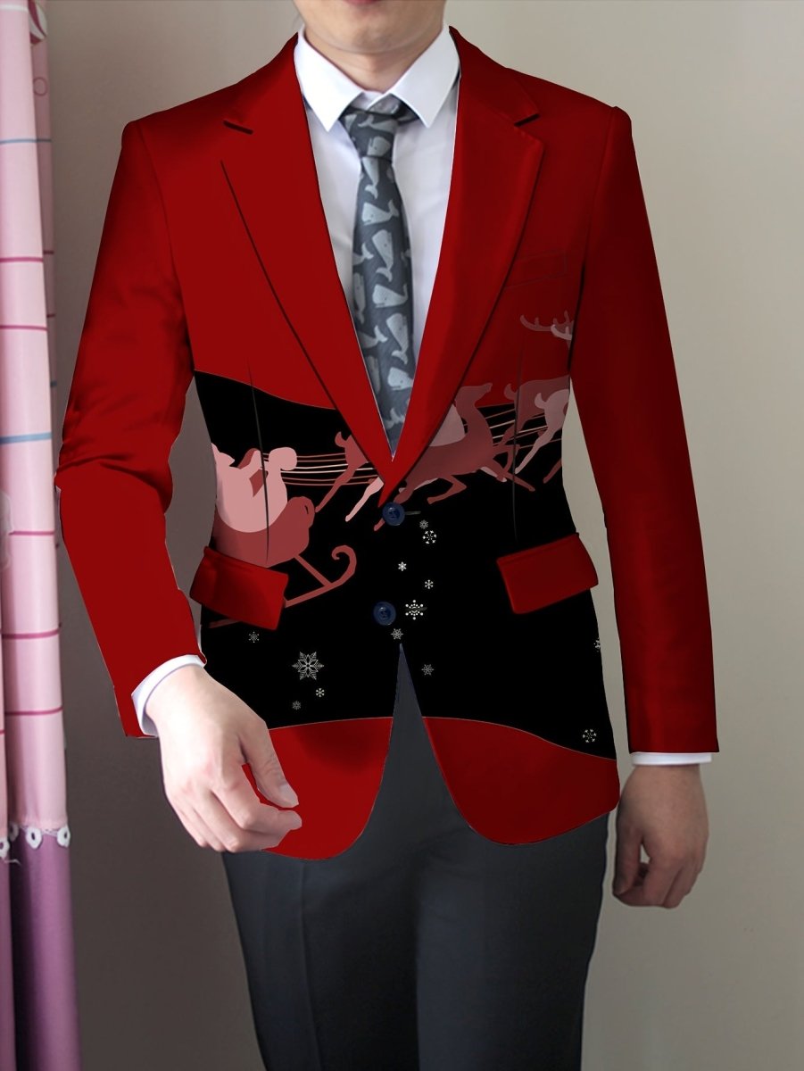 SHOWLU FASHION men's slim-fit blazer with cartoon print, long sleeves, button detail, suitable for casual or formal wear.