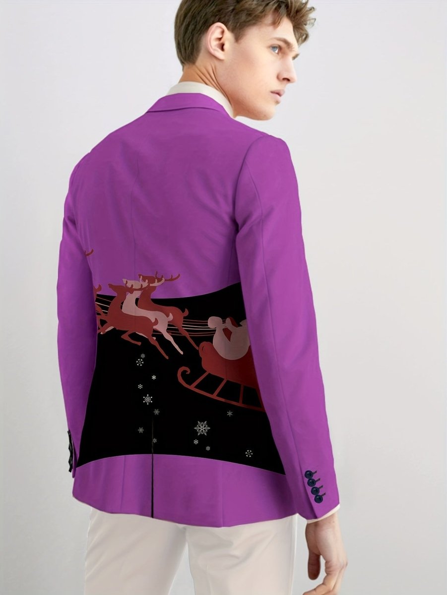 SHOWLU FASHION men's slim-fit blazer with cartoon print, long sleeves, button details, suitable for casual or formal occasions.