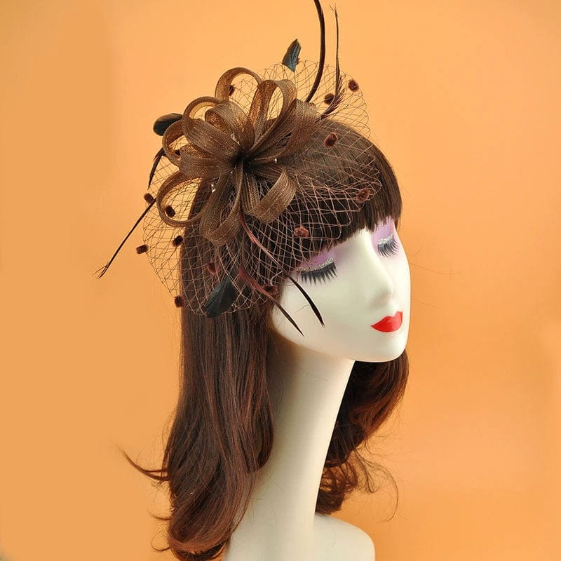 Ornament Vintage Feather Veil Royal Blue Billycock - SHOWLU FASHION STORE