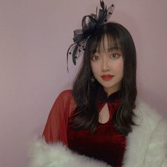 Ornament Vintage Feather Veil Royal Blue Billycock - SHOWLU FASHION STORE