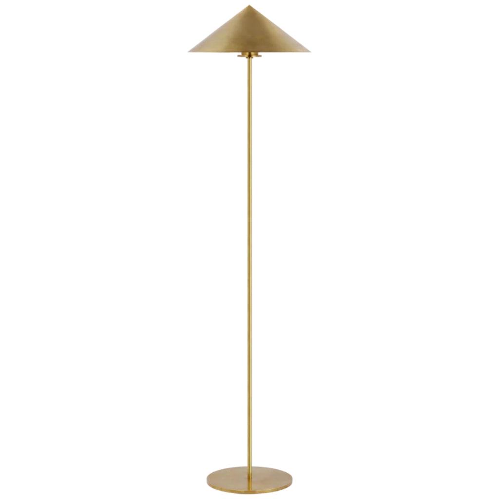 Orsay medium floor lamp with bronze finish, 55 inches tall, featuring a hand-rubbed antique brass design and LED lighting.