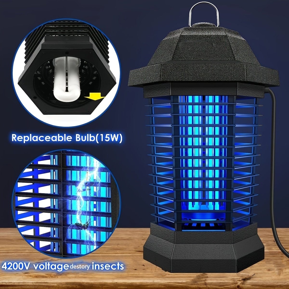 Showlu Electric Outdoor Bug Zapper with ABS plastic exterior, designed to trap flies and mosquitoes effectively outdoors.