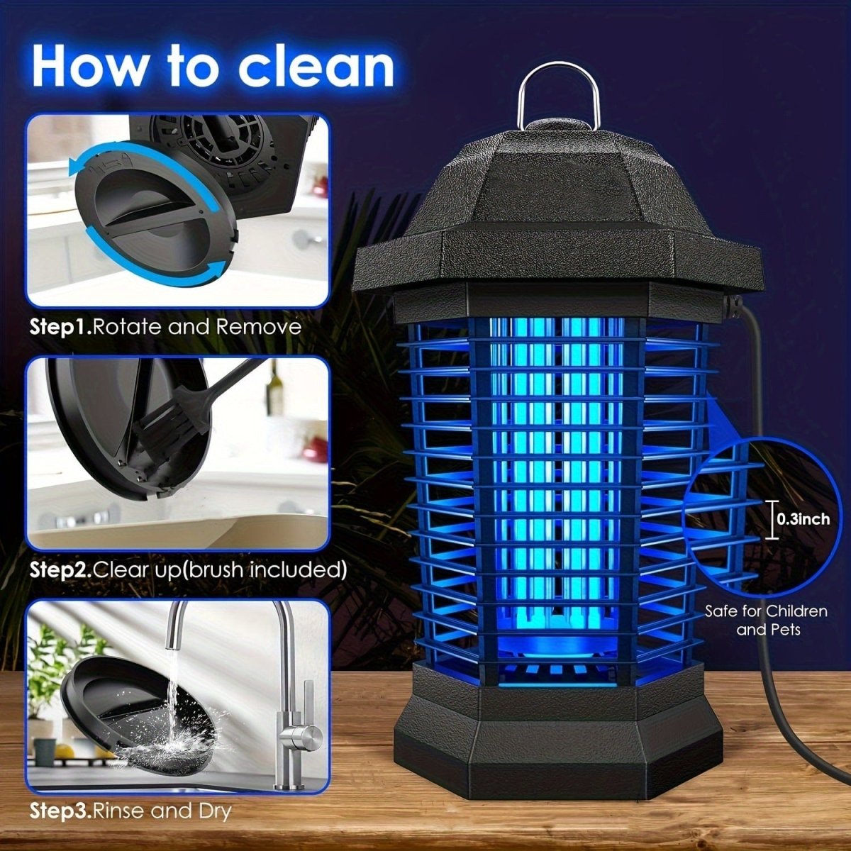 Showlu Electric Outdoor Bug Zapper with plastic outer casing, designed to trap flies and mosquitoes effectively in outdoor areas.