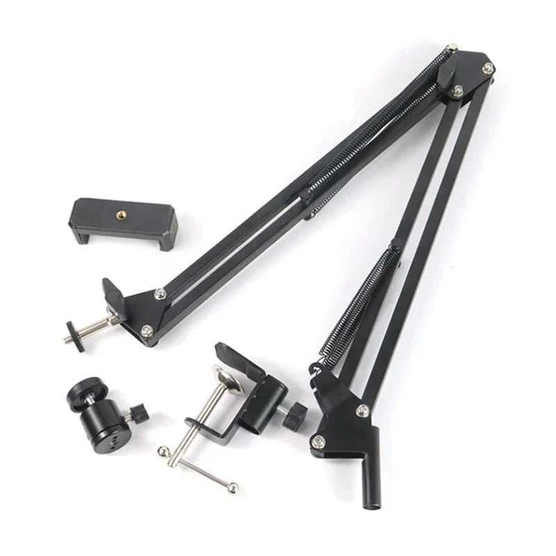 Showlu LS aluminum overhead tripod stand for smartphones, used for table video recording and overhead photography.