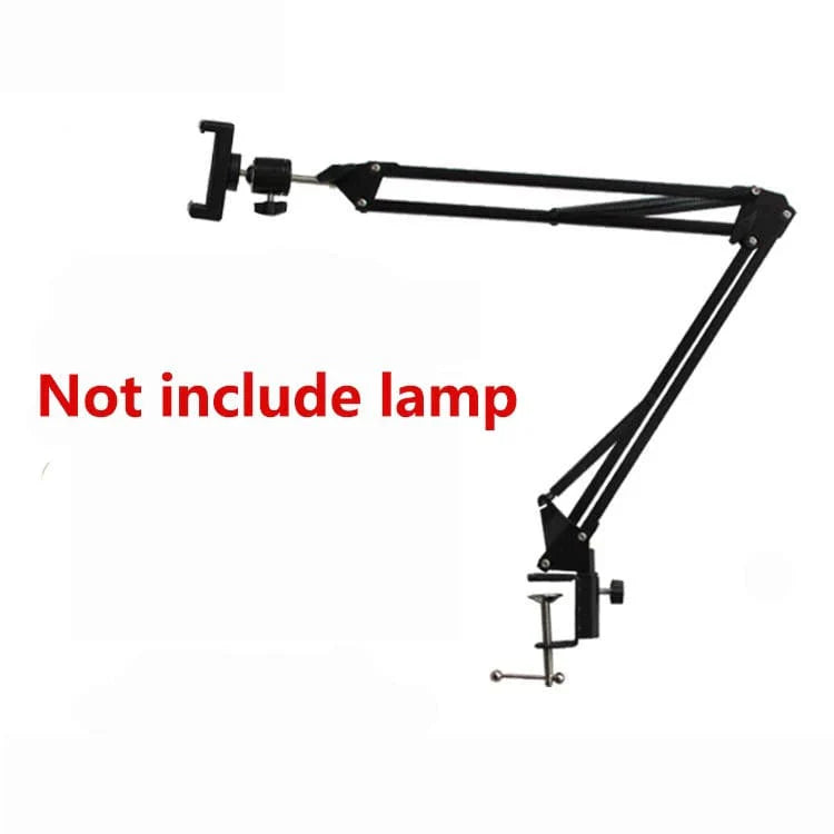 Showlu Fashion LS overhead tripod with ring light and phone mount for desktop video recording and filming.