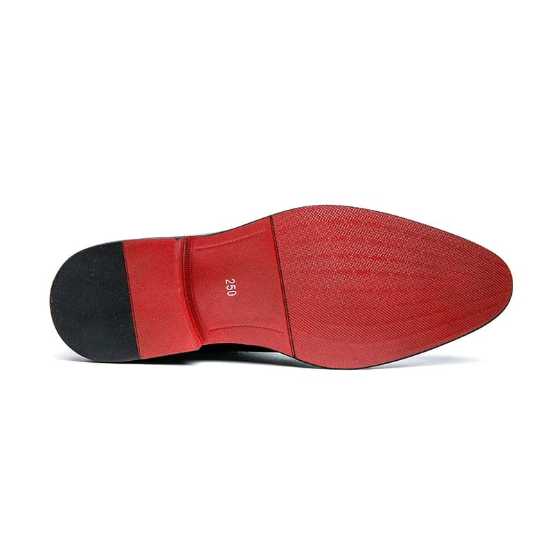 Men's brogue oxford shoes with red soles, lace-up dress shoes from SHOWLU FASHION STORE, suitable for business, casual, and formal wear.