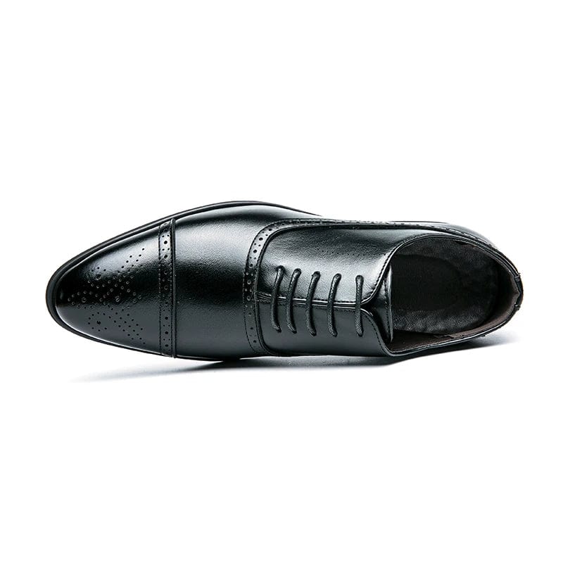 Men's brogue Oxford shoes with red soles, lace-up design, suitable for business, casual, and formal occasions.