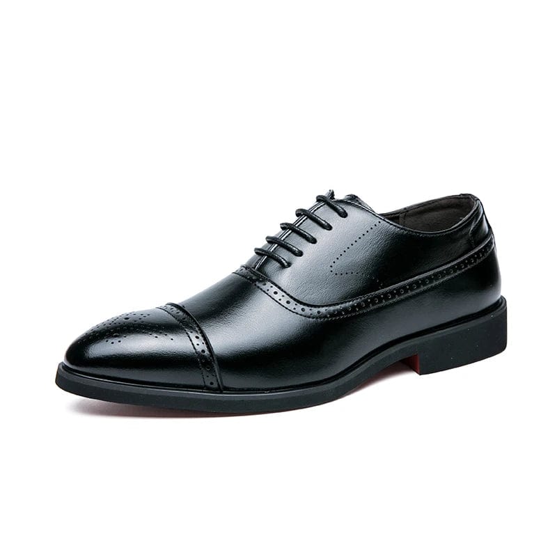 Men's red sole brogue Oxford shoes with lace-up design, perfect for business, casual, or formal occasions.