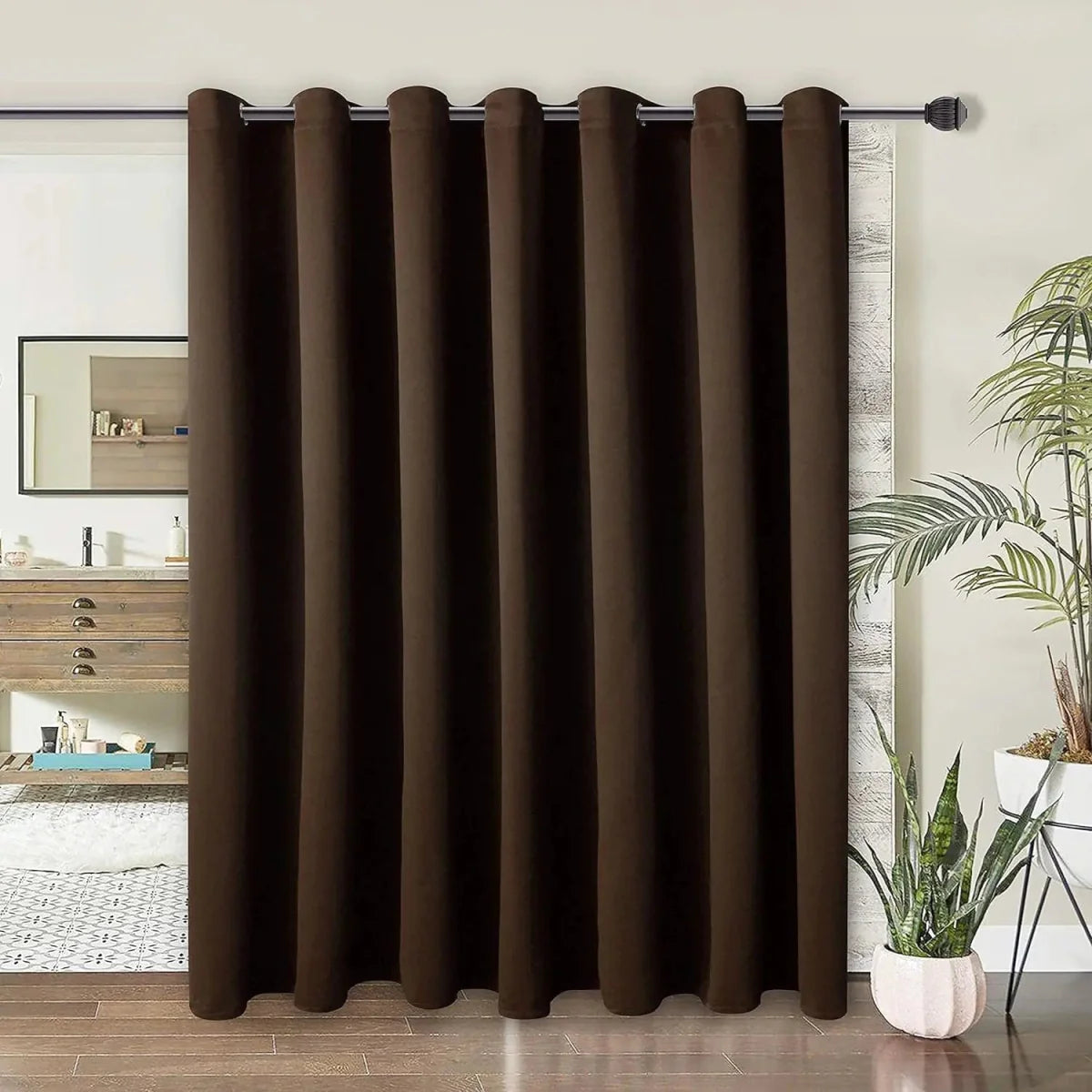Showlu Fashion blackout room divider curtain with rust-proof grommets, noise reduction for living room privacy and light blocking.