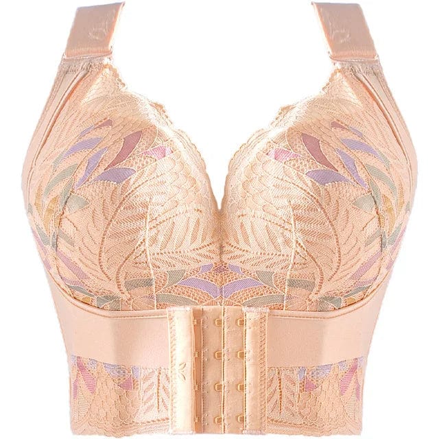 NUYIMEI women's lace push-up bra, wire-free floral padded lingerie with plus size options and added support in C to E cups.
