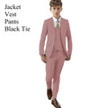 Showlu Boys 3-Piece Paisley Suit with slim fit tuxedo blazer, vest, and pants, perfect for formal occasions and parties.