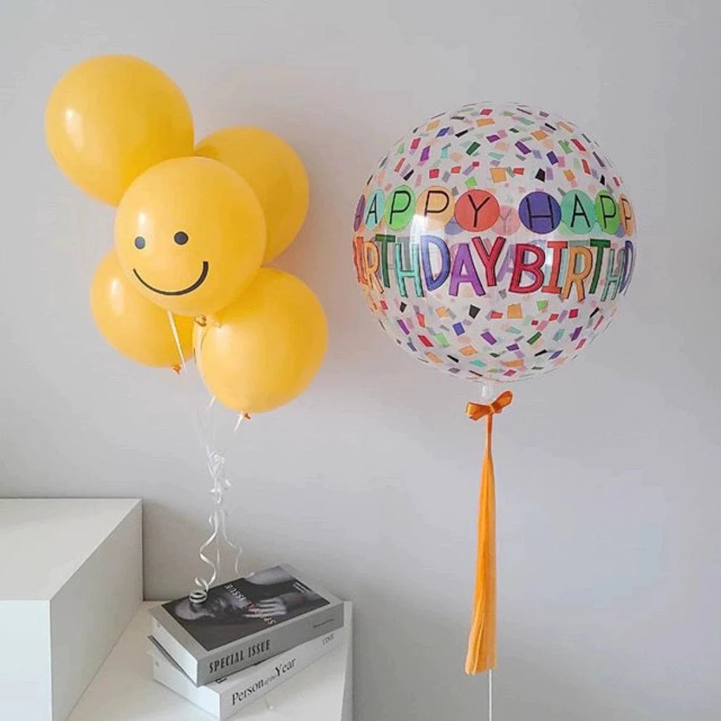 Showlu Fashion Cartoon Birthday Bounce Ball, a transparent party balloon with printed cartoon designs for celebrations and birthdays.