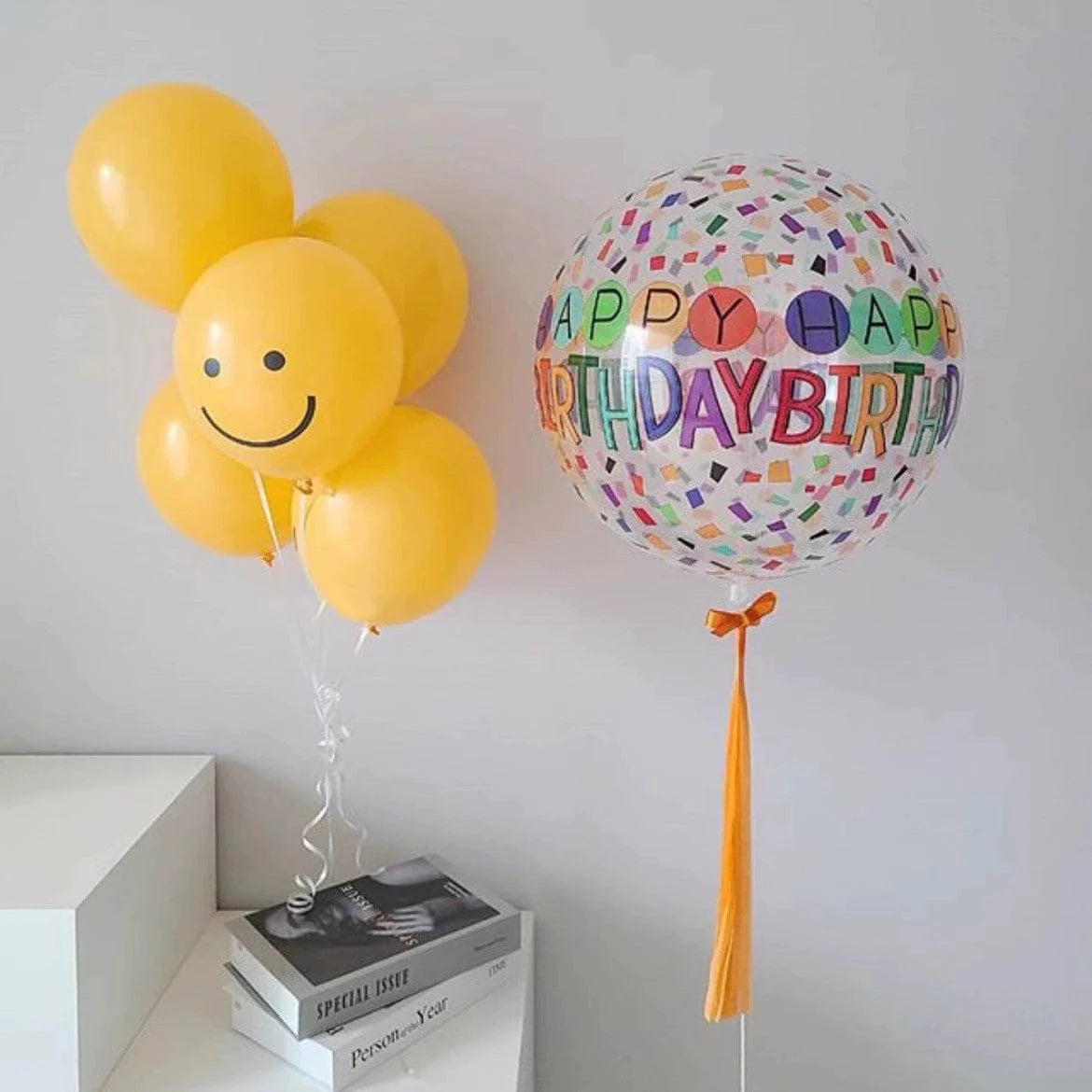 Showlu Fashion Cartoon Birthday Bounce Ball, a transparent party balloon with printed cartoon designs for celebrations and birthdays.