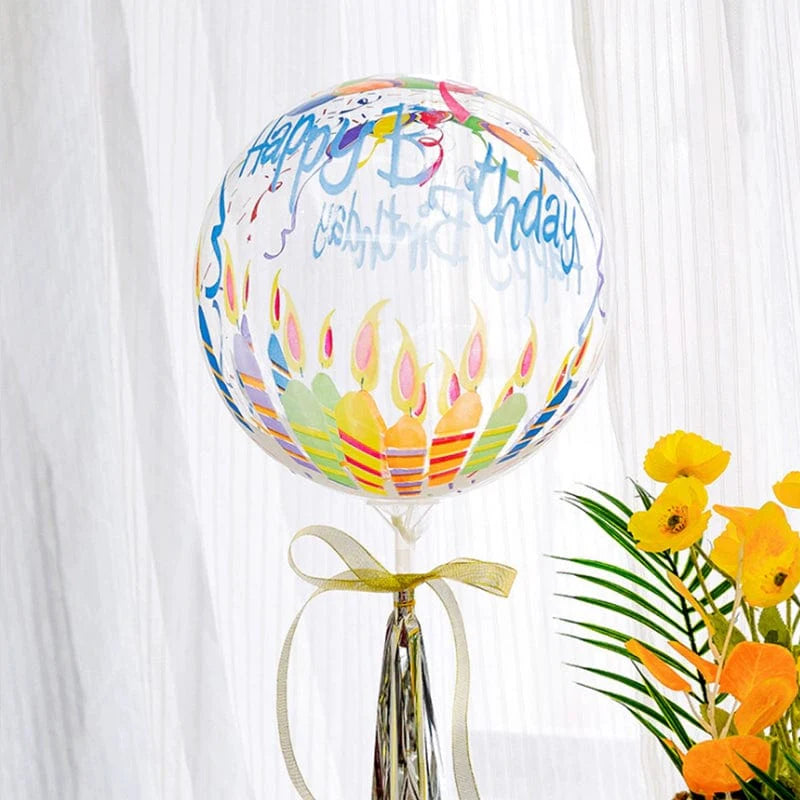 Showlu Fashion Cartoon Birthday Bounce Ball, a transparent party balloon with colorful printed cartoon design for celebrations
