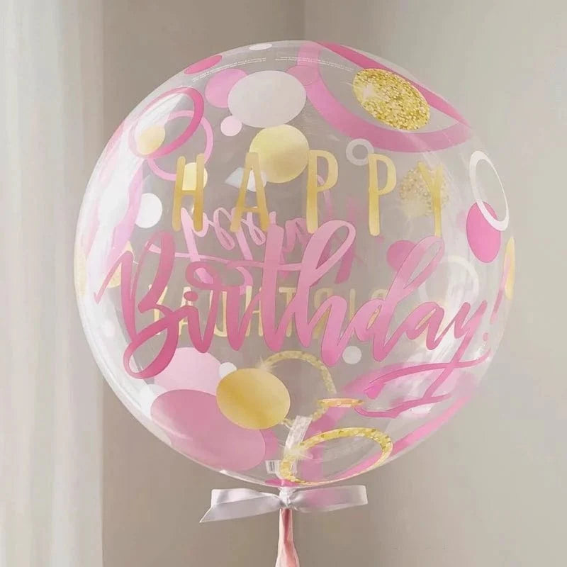Showlu Fashion Cartoon Birthday Bounce Ball, transparent party balloon with colorful printed cartoon design for celebrations