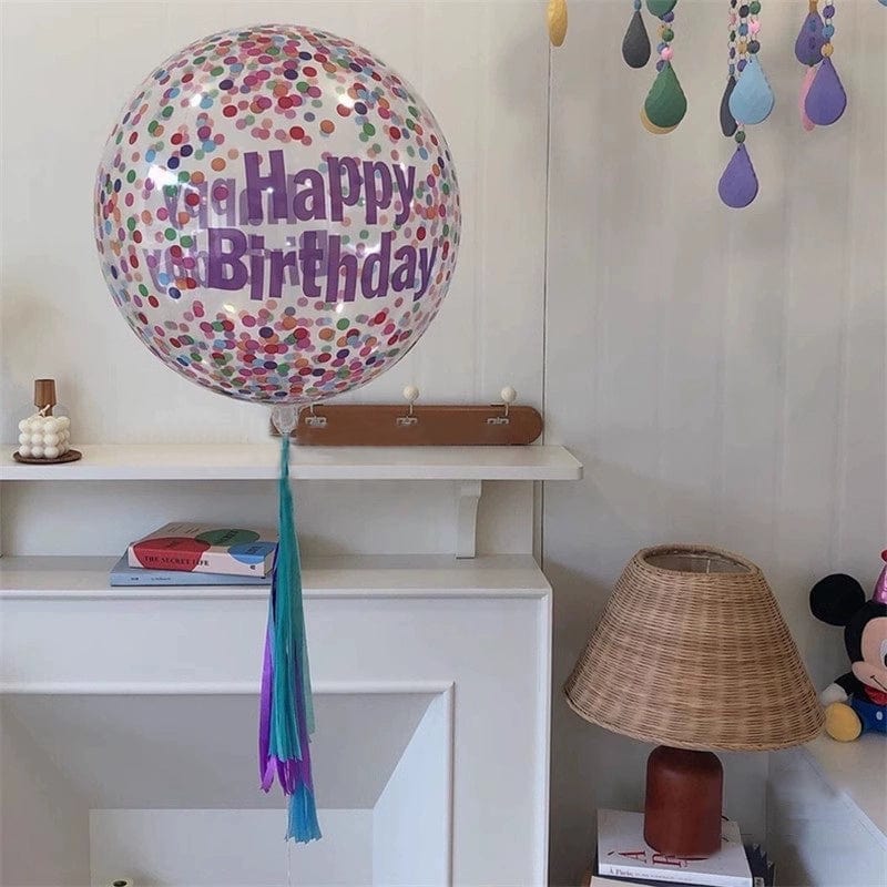 Showlu Fashion Cartoon Birthday Bounce Ball, transparent party balloon with colorful printed cartoon designs for birthday celebrations.