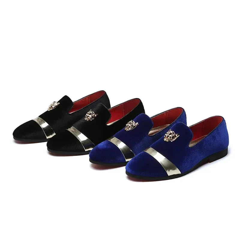 Men's faux suede slip-on loafers by SHOWLU FASHION STORE, stylish luxury wedding party shoes with a sleek design.