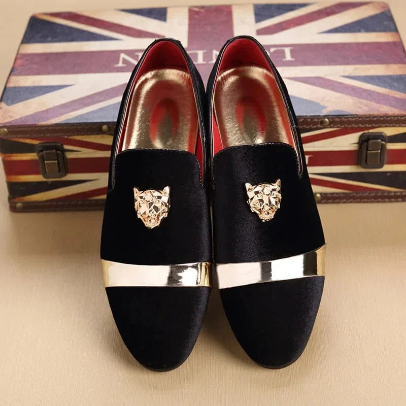Men's faux suede slip-on loafers by SHOWLU FASHION, stylish wedding party shoes with a luxurious design for formal occasions.