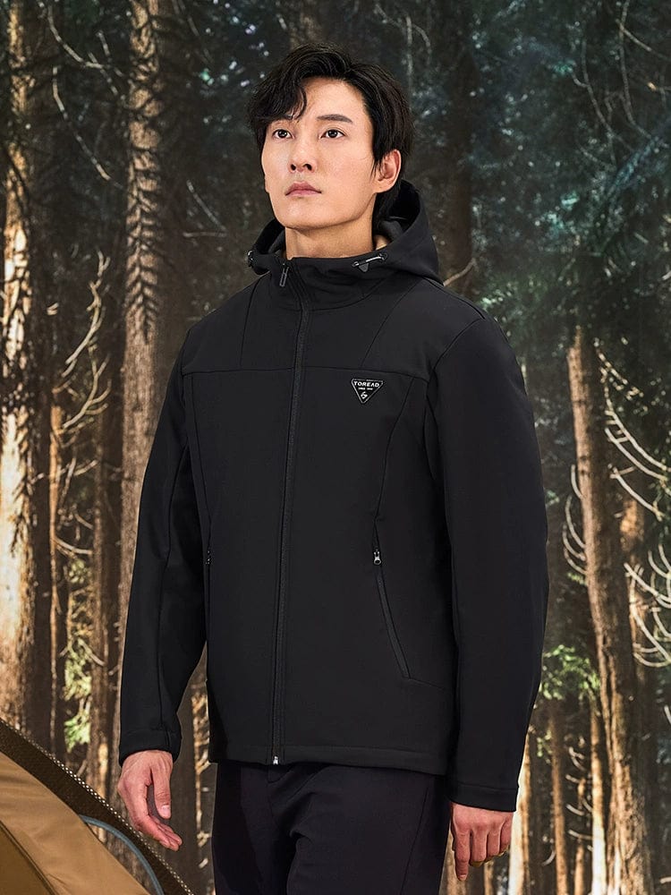 Men's Pathfinder soft shell jacket by SHOWLU FASHION STORE, fleece-lined waterproof outdoor coat with windproof and warm features.