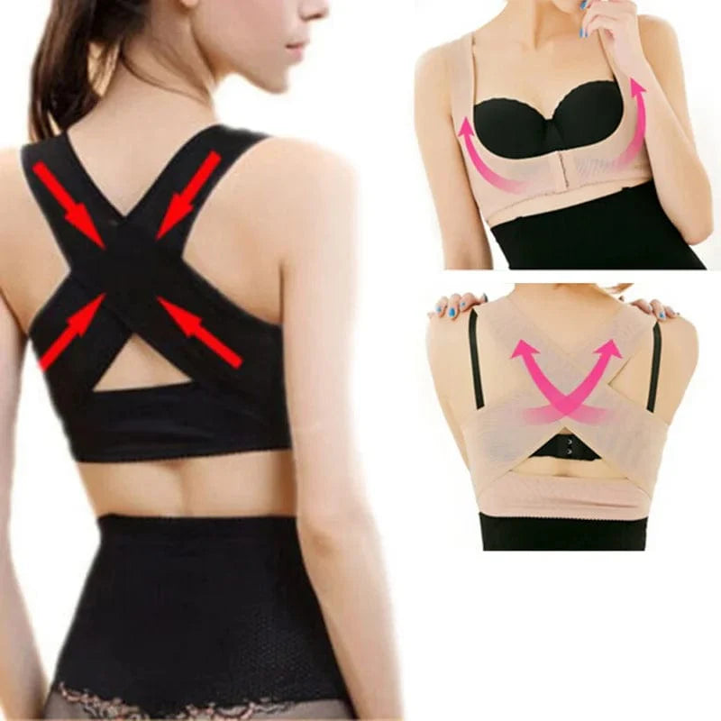 Showlu Women's Back Posture Corrector brace, breathable hunchback relief brace supporting good posture and spinal alignment.