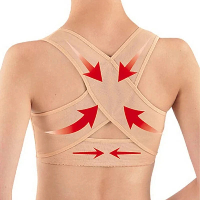 Showlu Women's Back Posture Corrector brace, breathable hunchback relief support for improved posture and comfort.