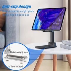 Phone Holder for Desk, MT - 6 Cell Phone Stand for Desk Universal Cellphone Stand Holder Foldable & Height Adjustable Compatible Under 8” Device, with Silicone Mat, Black - SHOWLU FASHION STORE