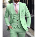 Pink men's slim fit wedding tuxedo with jacket, vest, and pants, perfect for grooms and formal occasions by Showlu Fashion.