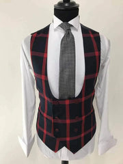 Plaid Men Wedding Suits Notched Lapel Tuxedos Slim Fit 2 Pcs Jacket Vest For Groom Business Party Prom Custom Made - SHOWLU FASHION STORE