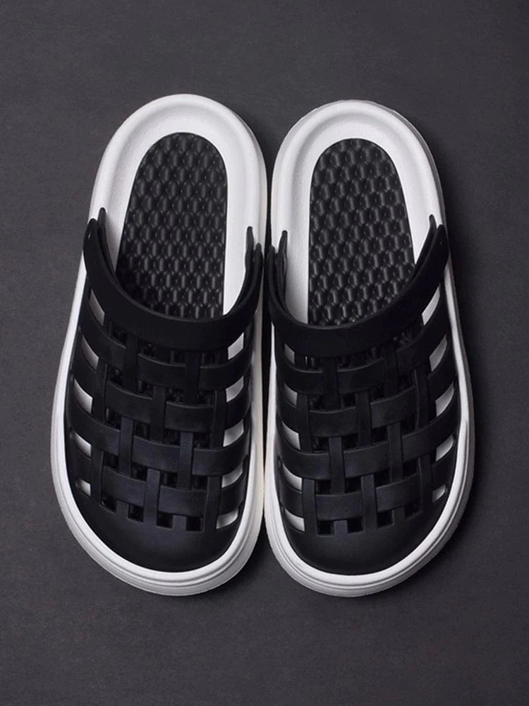 Women's black platform nurse shoes by CHIATING with non-slip EVA sole, closed-toe design, ideal for water, outdoor, and office wear.