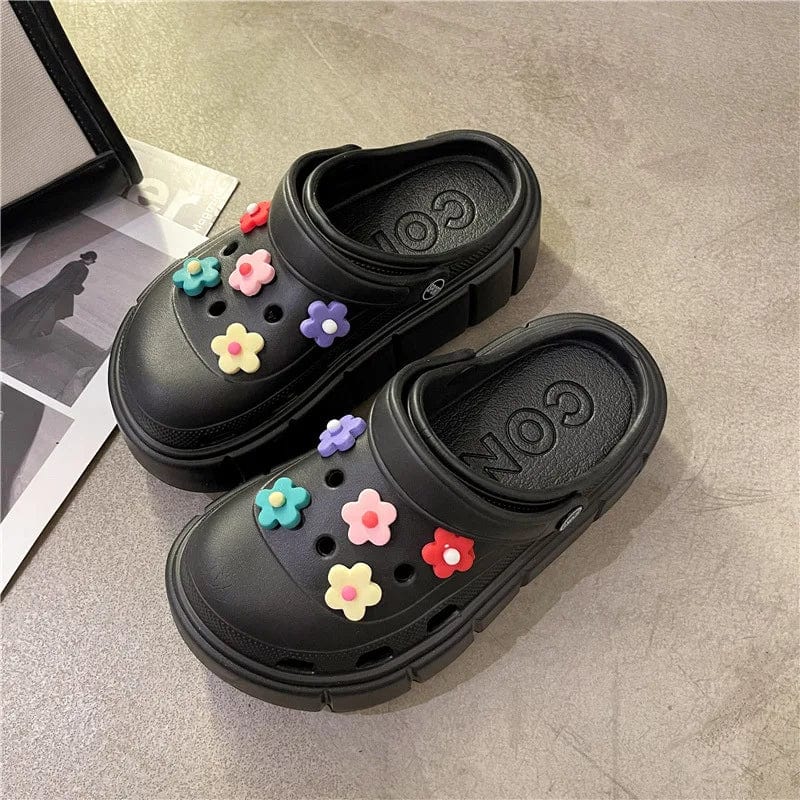 SHOWLU Women's Platform Summer Sandals with 6cm wedge, outdoor beach slides, thick soles, flip-flops, and garden shoes.