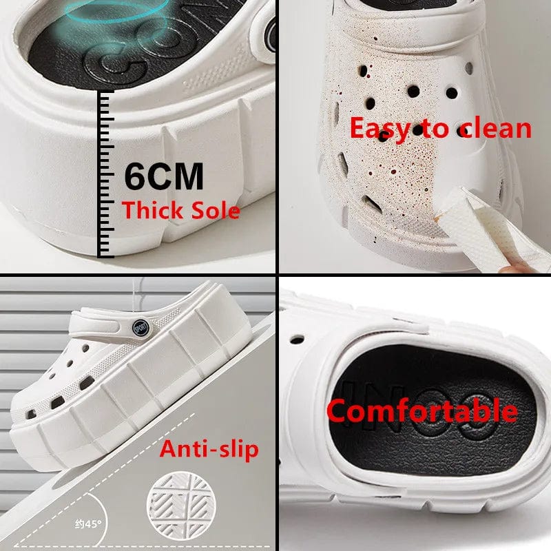 Women's SHOWLU platform summer sandals with 6cm wedge, beach slides, outdoor clogs, and flip-flops for stylish outdoor wear.
