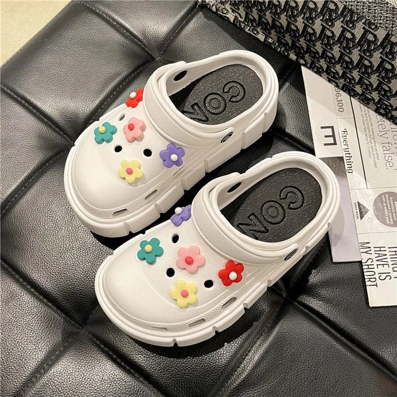 SHOWLU Women's Platform Summer Sandals with 6cm wedge heel, outdoor beach slides, thick-soled flip-flops, garden shoes.