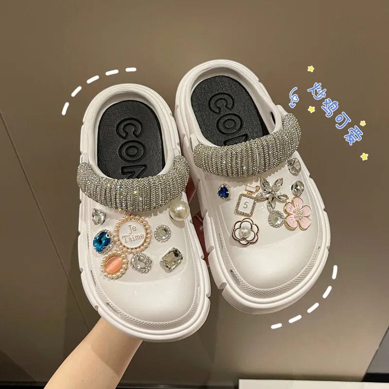 SHOWLU Women's Platform Summer Sandals with 6cm wedge heel, outdoor beach slides, flip-flops, and garden clogs.