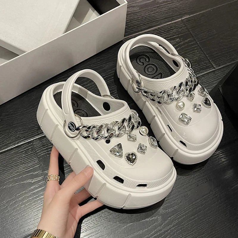 SHOWLU Women's Platform Summer Sandals with 6cm wedge, outdoor beach slides, thick soles, flip-flops, and garden shoes.