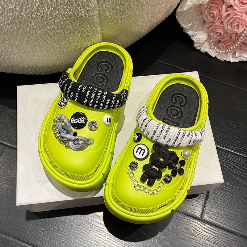 SHOWLU Women's Platform Summer Sandals with 6cm wedge, outdoor beach slides, and thick sole for outdoor and casual wear.