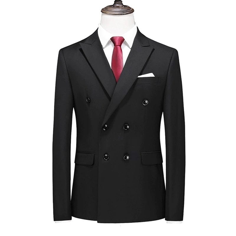 Plover Double Breasted Plus Size Youth Solid Color Suit - SHOWLU FASHION STORE