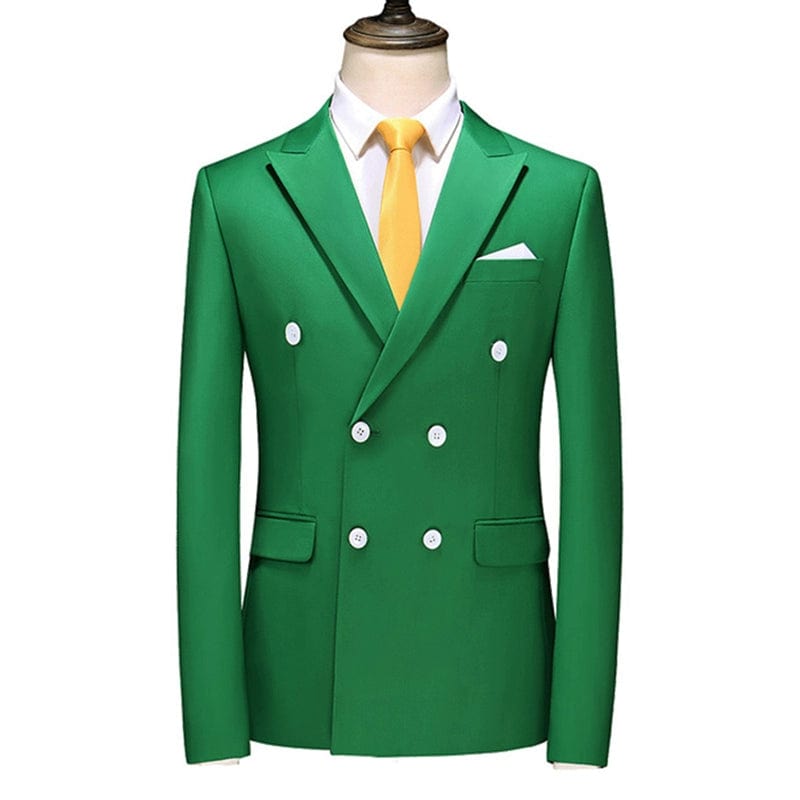 Plover Double Breasted Plus Size Youth Solid Color Suit - SHOWLU FASHION STORE