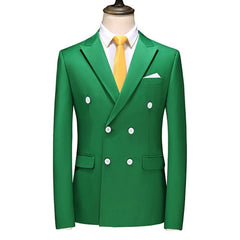 Plover Double Breasted Plus Size Youth Solid Color Suit - SHOWLU FASHION STORE
