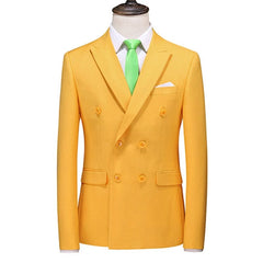 Plover Double Breasted Plus Size Youth Solid Color Suit - SHOWLU FASHION STORE