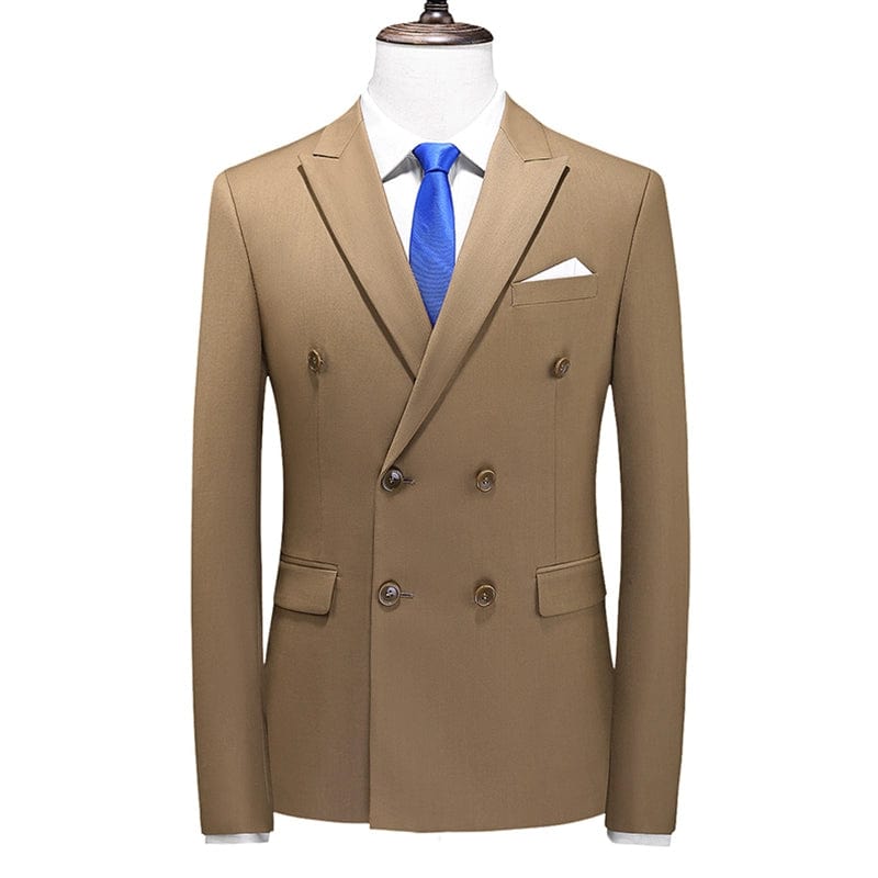 Plover Double Breasted Plus Size Youth Solid Color Suit - SHOWLU FASHION STORE