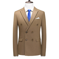 Plover Double Breasted Plus Size Youth Solid Color Suit - SHOWLU FASHION STORE