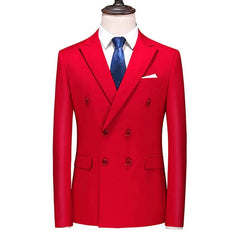 Plover Double Breasted Plus Size Youth Solid Color Suit - SHOWLU FASHION STORE