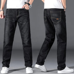 Plus Size 42 44 46 48 50 Classic Men's Jeans Loose Straight Black Blue Jeans Stretch Business Casual Trousers Male Brand Pants - SHOWLU FASHION STORE